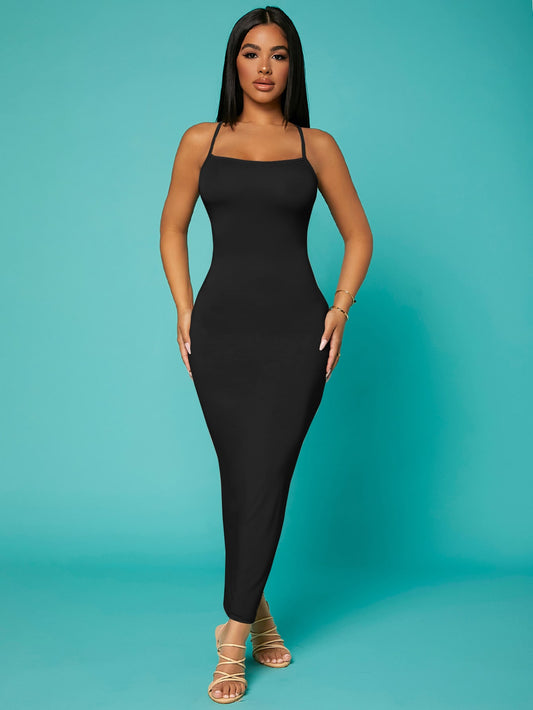 Radiana Solid Criss-Cross Backless Bodycon Dress Concert Long Summer Dress Prom Dress Sexy Dress Valentine Day Dress,Summer Dresses for Women